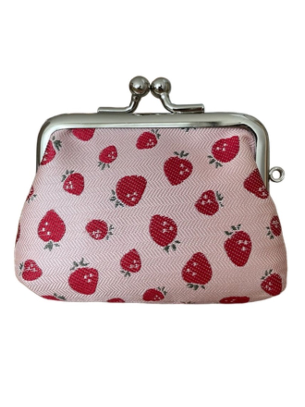 🇯🇵 POCCHIRI Pink Strawberry Jacquard Gamaguchi Coin Purse